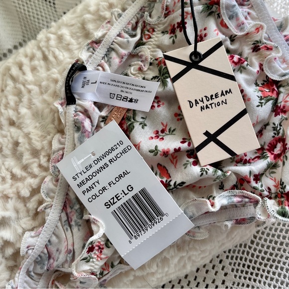 🌹 Daydream Nation LA “Meadows” Ruched Brazilian Panty Floral boutique lingerie - Picture 8 of 11
